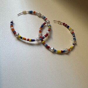 Colorful Beaded Hoop Earrings